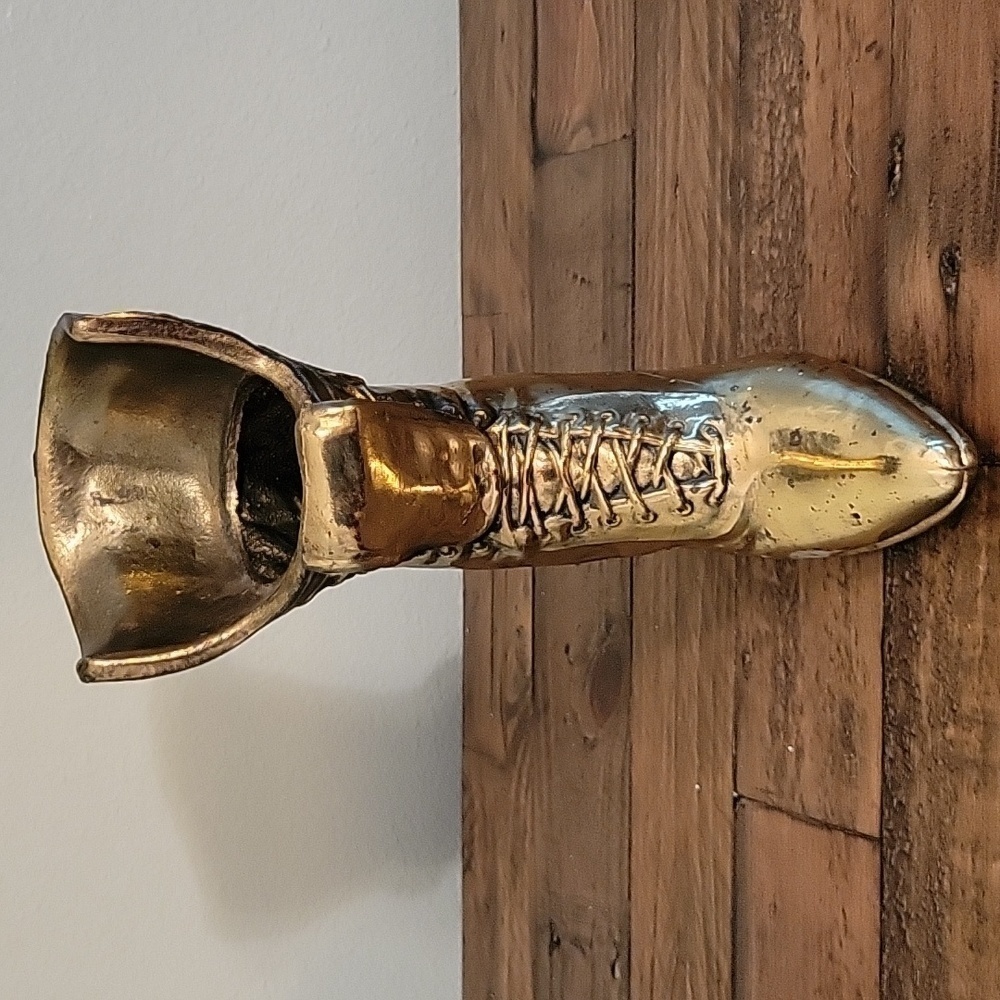 Vintage Brass Cast Victorian Era Style Boot Vase Planter Decor Display - Picture 11 of 12